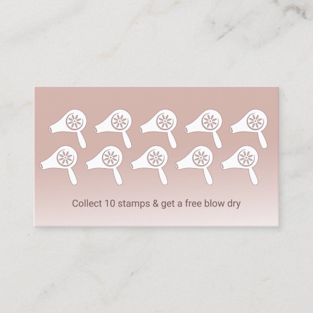 Haarstylistin Blow Dry Bar Blush Rose Loyalität Treuekarte (Vorderseite)