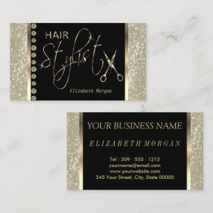 Haarstylistin - Elfenbein Glitzer und Diamanten Visitenkarte