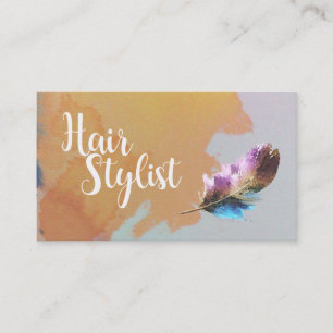 Haarstylistin - Feather Wasserfarben Visitenkarte