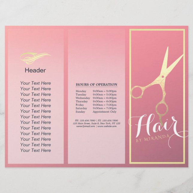 Haarstylistin Makeup Salon Gold Scheren Tri-Falten (Vorderseite)