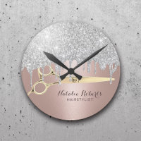 Haarstylistin Silver Glitzer Tropfen Rose Goldener