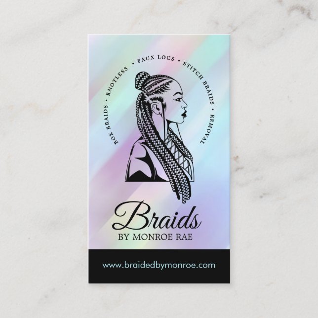 Haartrader | Braid Stylist | Hair Salon Holo Visitenkarte (Vorderseite)