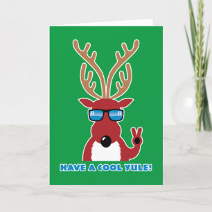 Hab ein cooles Yule! Rentiere mit Sonnenbrille Feiertagskarte