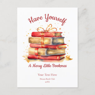 Hab ein fröhliches kleines Buchweihnachten Postkarte
