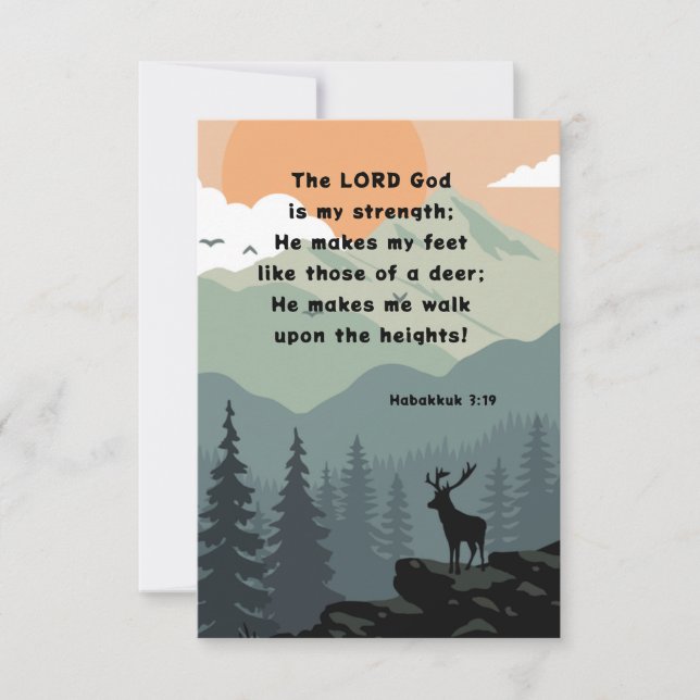 Habakkuk 3:19 Bibelverse Hirschgebirge Flachkarte (Vorderseite)