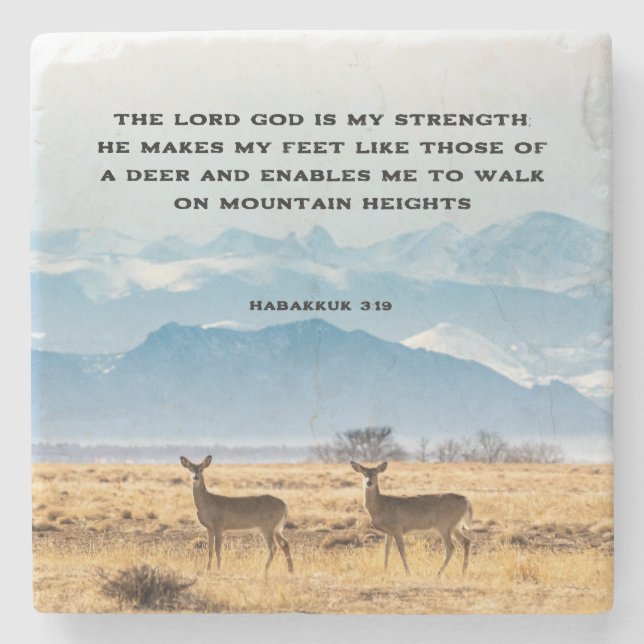 Habakkuk 3:19 Der Herr, Gott, ist meine STRENGTH-B Steinuntersetzer (Vorderseite)