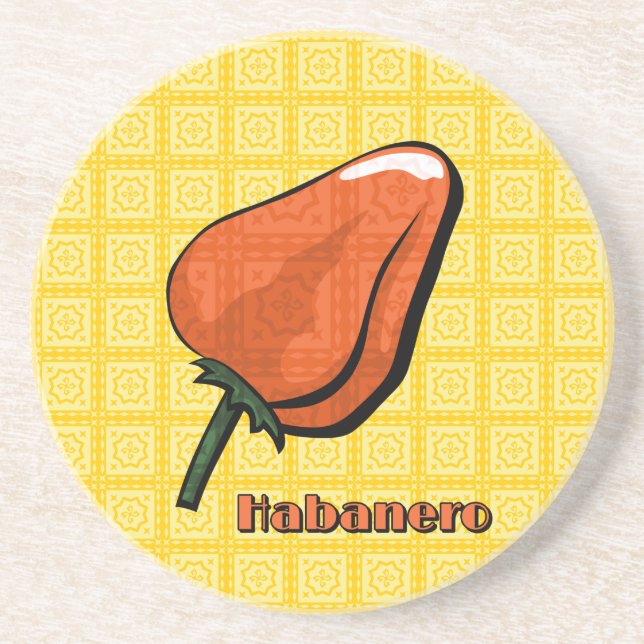 Habanero Chili Pepper Sandstone Untersetzer (Vorne)