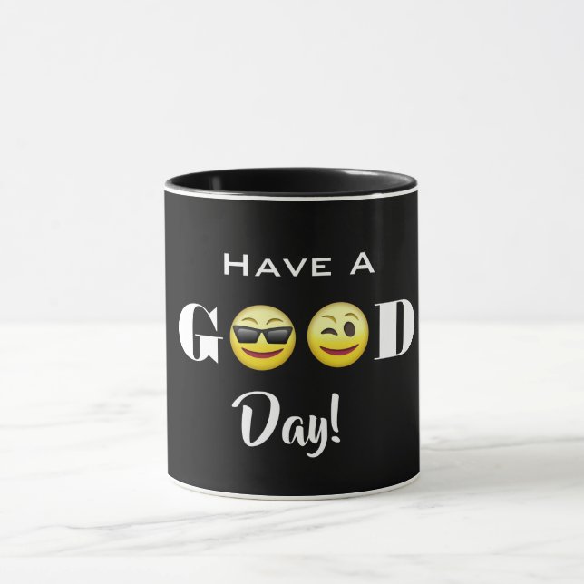 "Habe einen guten Tag" Emojis Tasse (Zentrum)