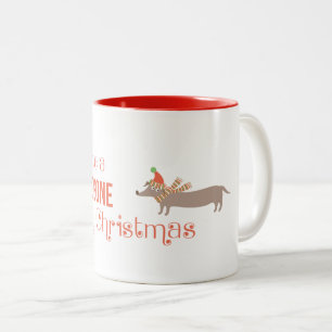 Habe frohe Weihnachten im Doggone Zweifarbige Tasse