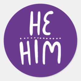 HABE/HABM Pronouns Lila Handschrift Set von Runder Aufkleber