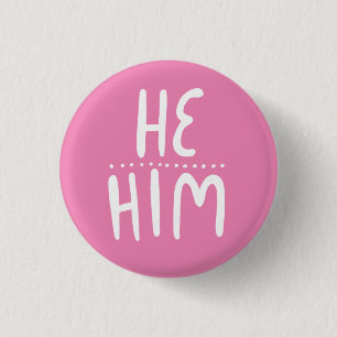 HABE/HABM Pronouns Pink Handschrift Minimaler Knop Button