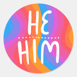 HABE/HABM Pronouns Rainbow Handletting Sheet Runder Aufkleber