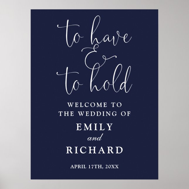 Habe und zu halten Blue Wedding Willkommenszeichen Poster (Vorne)