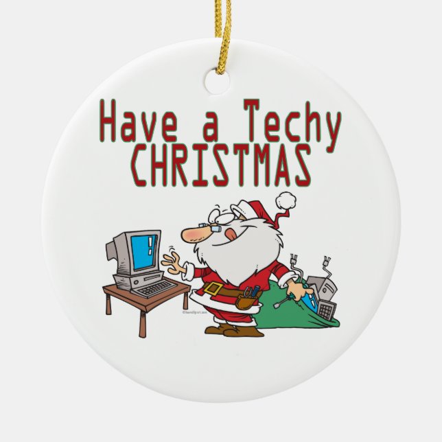 haben einen technischen Weihnachtscomputer geek sa Keramikornament (Vorne)