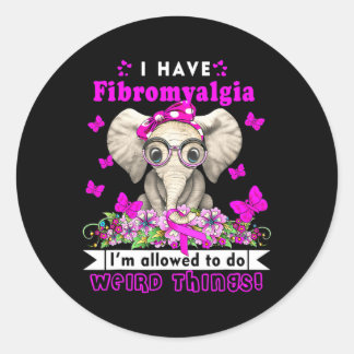 Haben Fibromyalgie Bewusstsein Monat Elefant Lila Runder Aufkleber