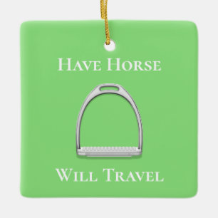 "Haben Pferd wird reisen" Stirrup Eisen Limette gr Keramikornament