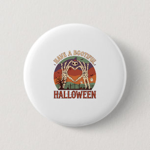 Haben schöne Halloween-Skeletthand-Katzenschädel-W Button