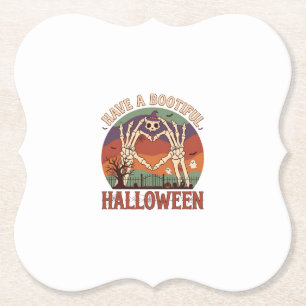 Haben schöne Halloween-Skeletthand-Katzenschädel-W Untersetzer