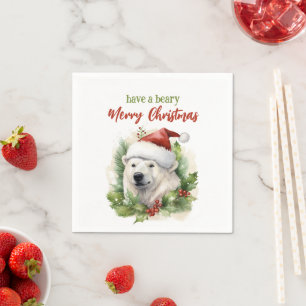 Haben Sie ein Bärenfröhliches Weihnachten Eisbär F Serviette