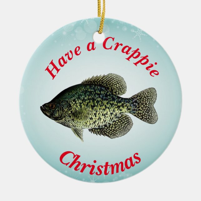 "Haben Sie ein Crappie-Weihnachten," schwarzen Keramik Ornament (Vorne)