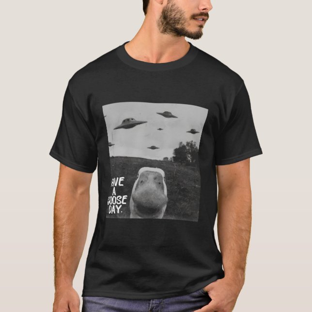 Haben Sie ein Goose Day Goose Ufo Spaß Angebot T-Shirt (Vorderseite)