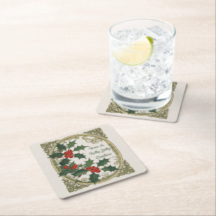 Haben Sie ein holly frohe Weihnachten Vintage-Vibe Rechteckiger Pappuntersetzer
