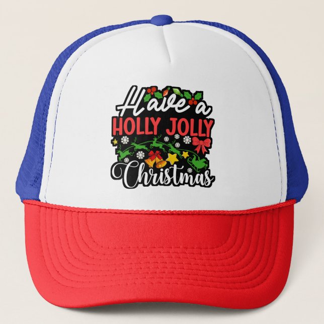 Haben Sie ein Holly Jolly Weihnachten-86096 Truckerkappe (Vorderseite)