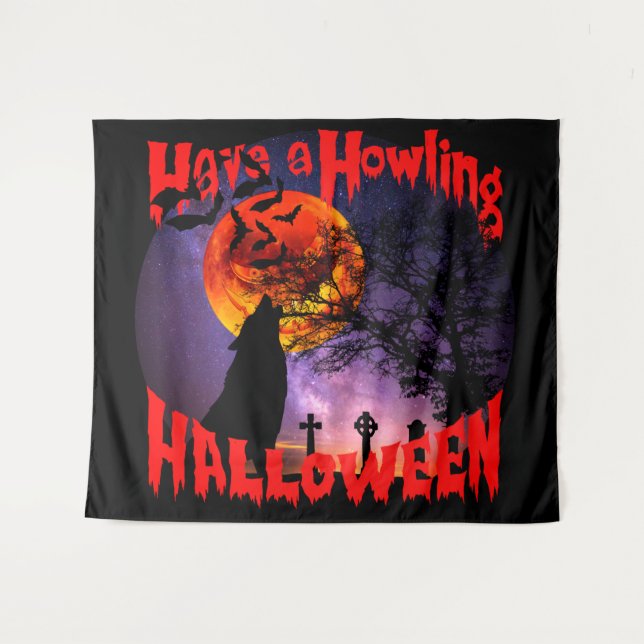 Haben Sie ein Howling Halloween Wandteppich (Vorderseite (Horizontal))