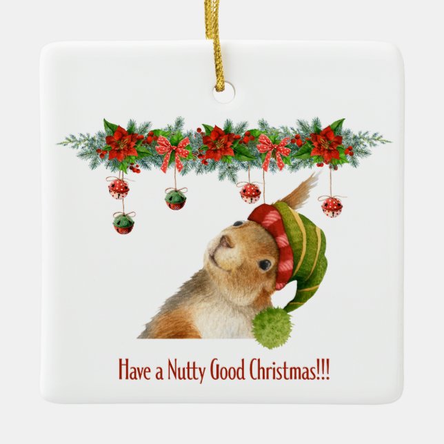 Haben Sie ein hübsches Weihnachtshörnchen nach Maß Keramikornament (Vorderseite)