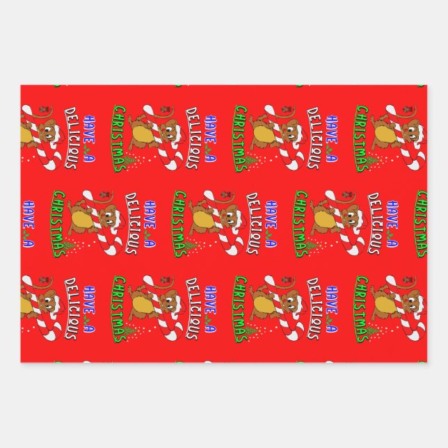 Haben Sie ein köstliches Weihnachten 25 Dezember W Geschenkpapier Set (Vorderseite)