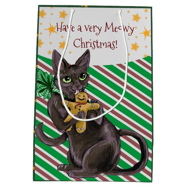 Haben Sie ein Meowa Weihnachten Kätzchen Mittlere  Mittlere Geschenktüte (Rückseite)
