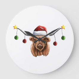 Haben Sie ein Merry Hielan Coo Weihnachten  Große Wanduhr