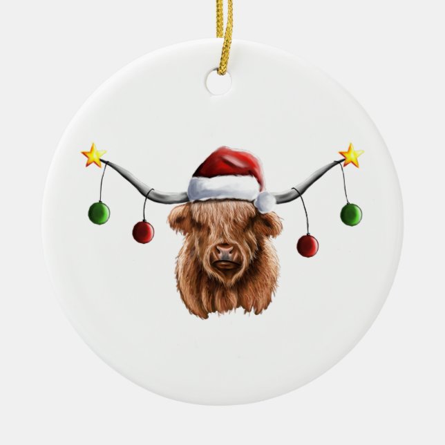 Haben Sie ein Merry Hielan Coo Weihnachten Keramik Ornament (Vorne)