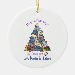 Haben Sie ein pur-fektes Weihnachten Katzenliebhab Keramik Ornament