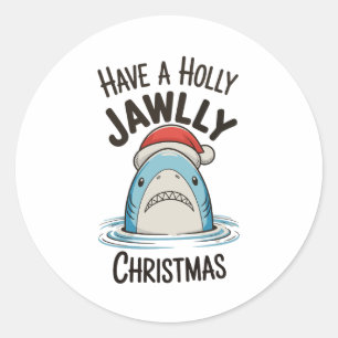 Haben Sie ein sehr lustiges Weihnachten Shark Sant Runder Aufkleber