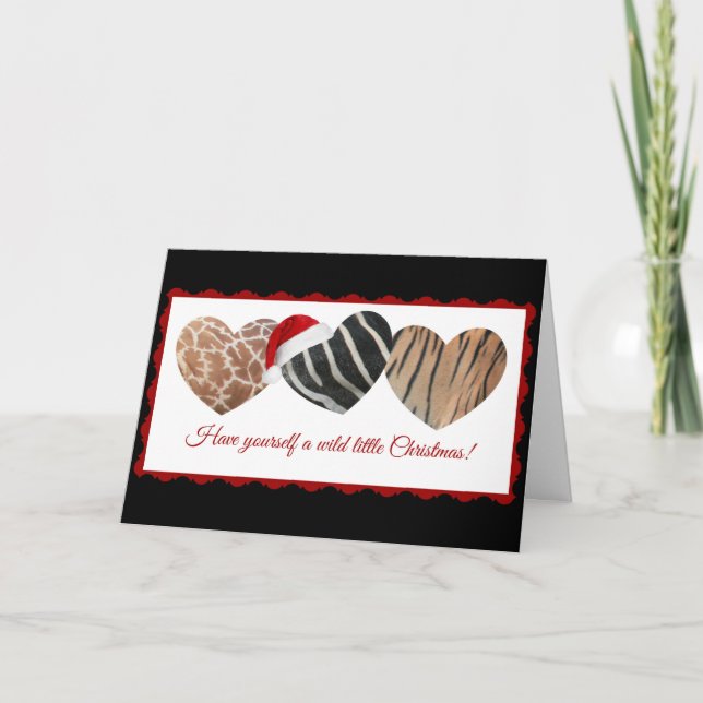 Haben Sie ein wildes Weihnachten (Tierdruckherzen) (Vorderseite)