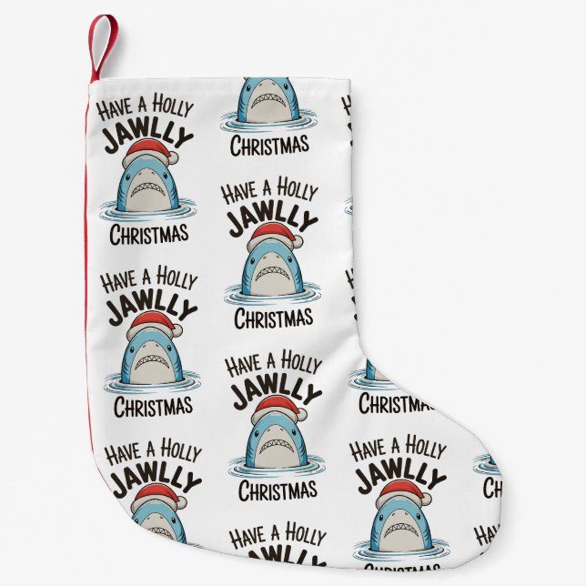 Haben Sie eine Holly Jawlly Weihnachtshai Weihnach Kleiner Weihnachtsstrumpf (Vorderseite)