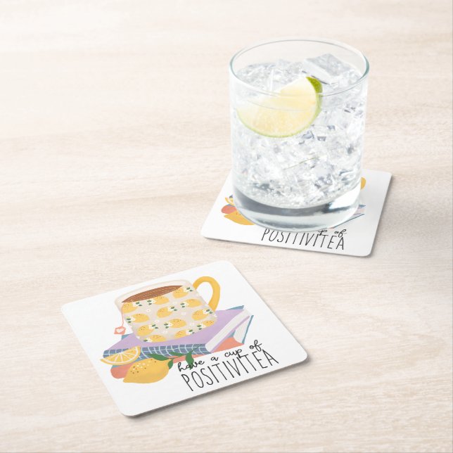 Haben Sie eine Tasse Positivitea Zitat Rechteckiger Pappuntersetzer (Vor Ort)