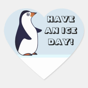 Haben Sie einen Eis Tag! Pinguin Herz-Aufkleber
