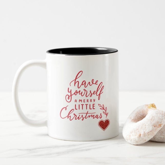 Haben Sie einen fröhlichen kleinen Weihnachtsnamen Zweifarbige Tasse (Mit Donut)