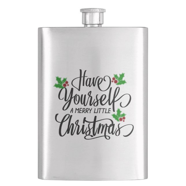 Haben Sie einen fröhlichen kleinen Weihnachtsurlau Flachmann (Vorderseite)