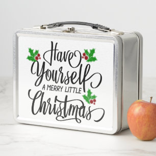 Haben Sie einen fröhlichen kleinen Weihnachtsurlau Metall Brotdose