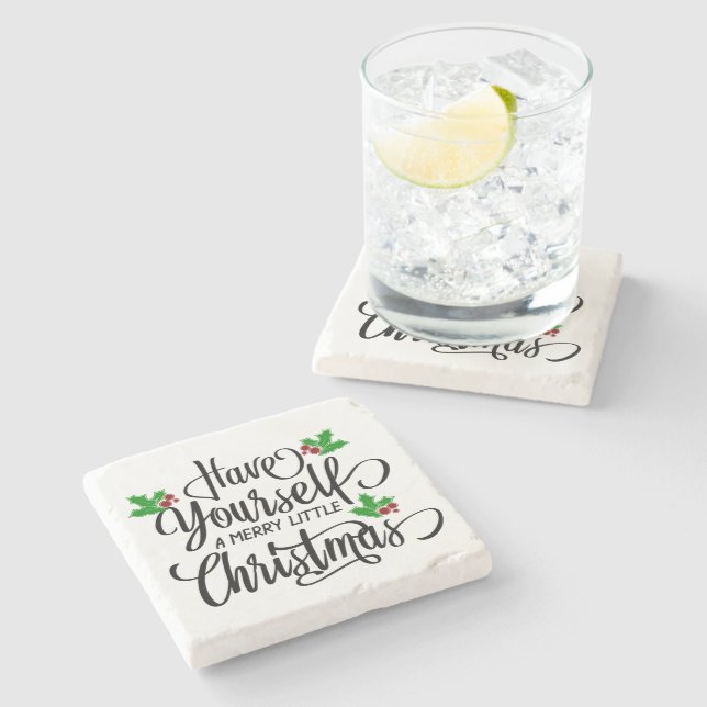 Haben Sie einen fröhlichen kleinen Weihnachtsurlau Steinuntersetzer (Seitenansicht)