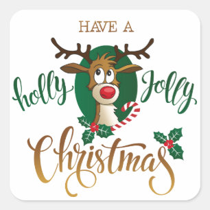 Haben Sie einen Holly Jolly Weihnachtsbaum   Urlau Quadratischer Aufkleber