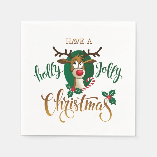 Haben Sie einen Holly Jolly Weihnachtsbaum | Urlau Serviette (Vorderseite)