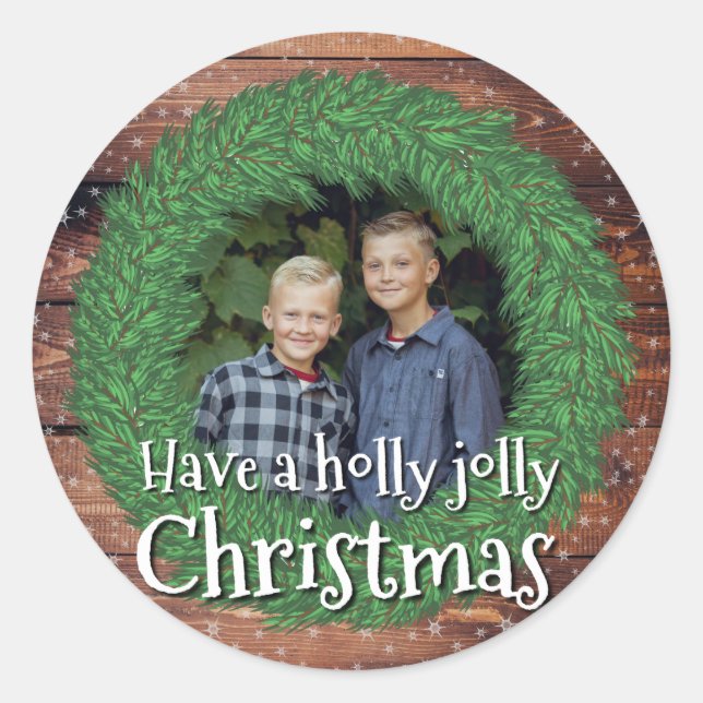 Haben Sie einen Holly Jolly Weihnachtskranz Runder Aufkleber (Vorderseite)