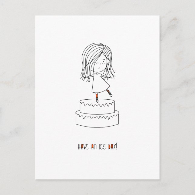 Haben Sie einen Ice Day Niedlich Skaten Girl Simpl Postkarte (Vorderseite)