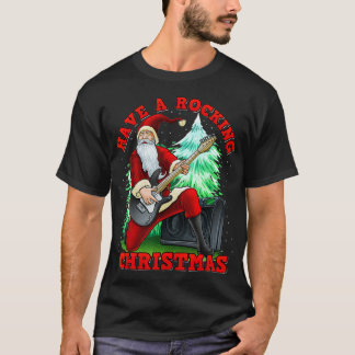 Haben Sie einen rockigen Weihnachtsmann T-Shirt
