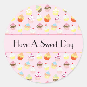 Haben Sie einen süßen Tag farbenfrohe Cupcake Mu Runder Aufkleber