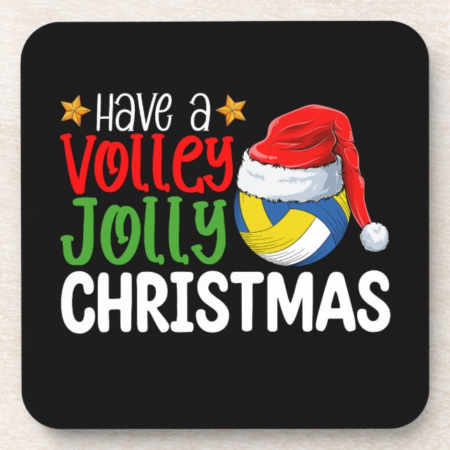 Haben Sie einen Volley Jolly Weihnachten Volleybal Getränkeuntersetzer (Vorderseite)
